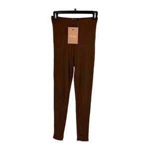 Naked Wardrobe Baby Mama Brown Knit Maternity Leggings Size Small NWT